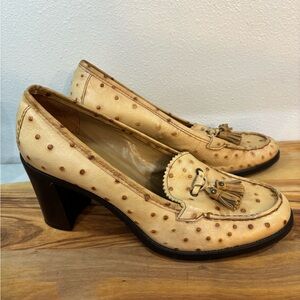 Franco Sarto Shoes Women's 8.5M Heels Ostrich Leather Tasseled Pump Career